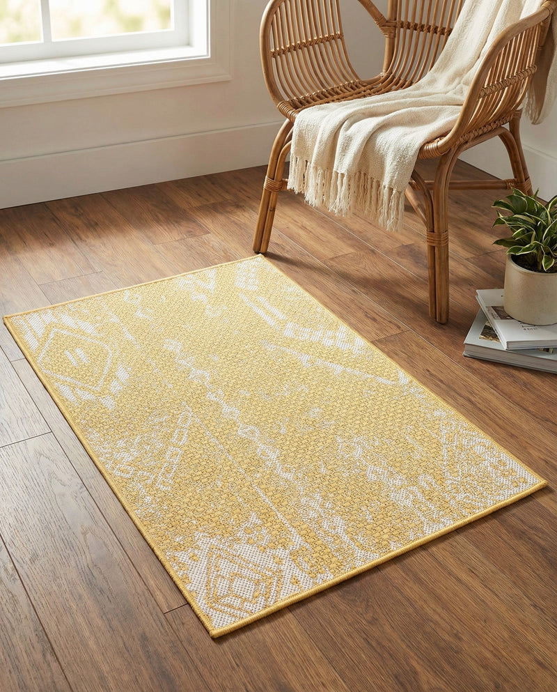 Desert Nomad Terrace Collection Area Rug - Sahara (Yellow) Rectangle Yellow  lifestyle 28