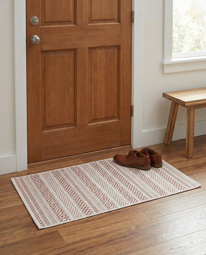 Seaside Stripes Collection Area Rug -  Boardwalk (Red) Rectangle Red  lifestyle 32