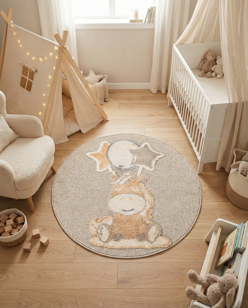 Wonder Tykes Collection Area Rug - Enchanted Round Peach Blossom  lifestyle 56
