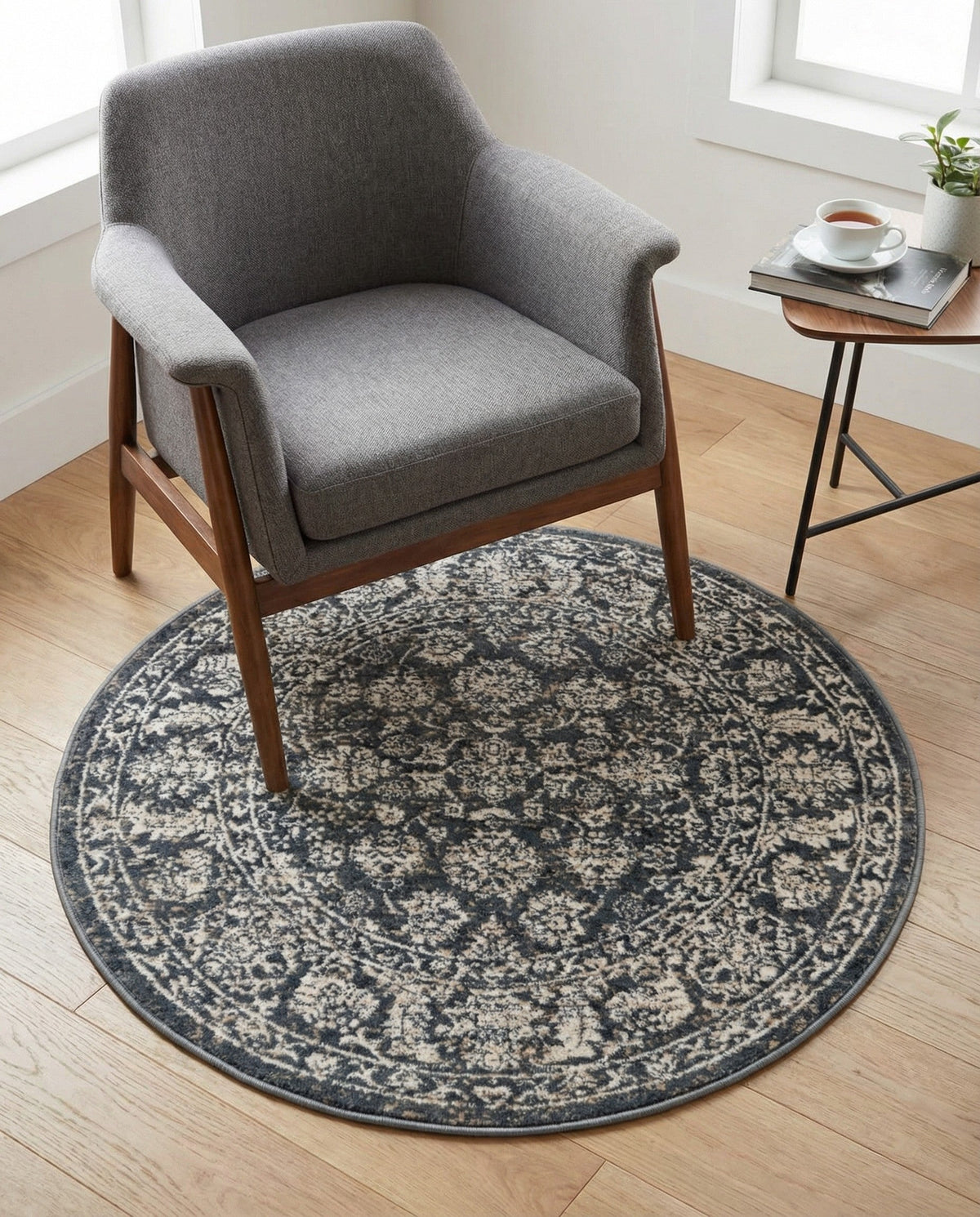 Metro Heights Collection Area Rug -  Astoria Round Navy Blue  lifestyle 114