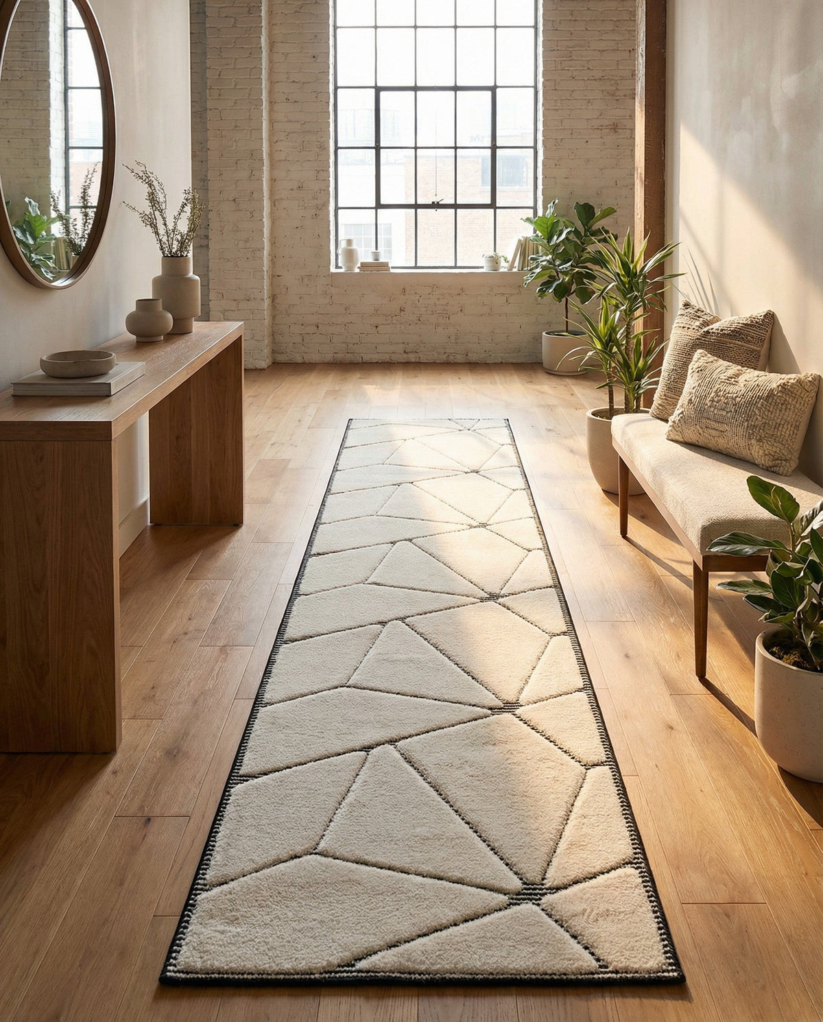 Monochrome Collection Area Rug -  Onyx Runner Ivory White  lifestyle 117