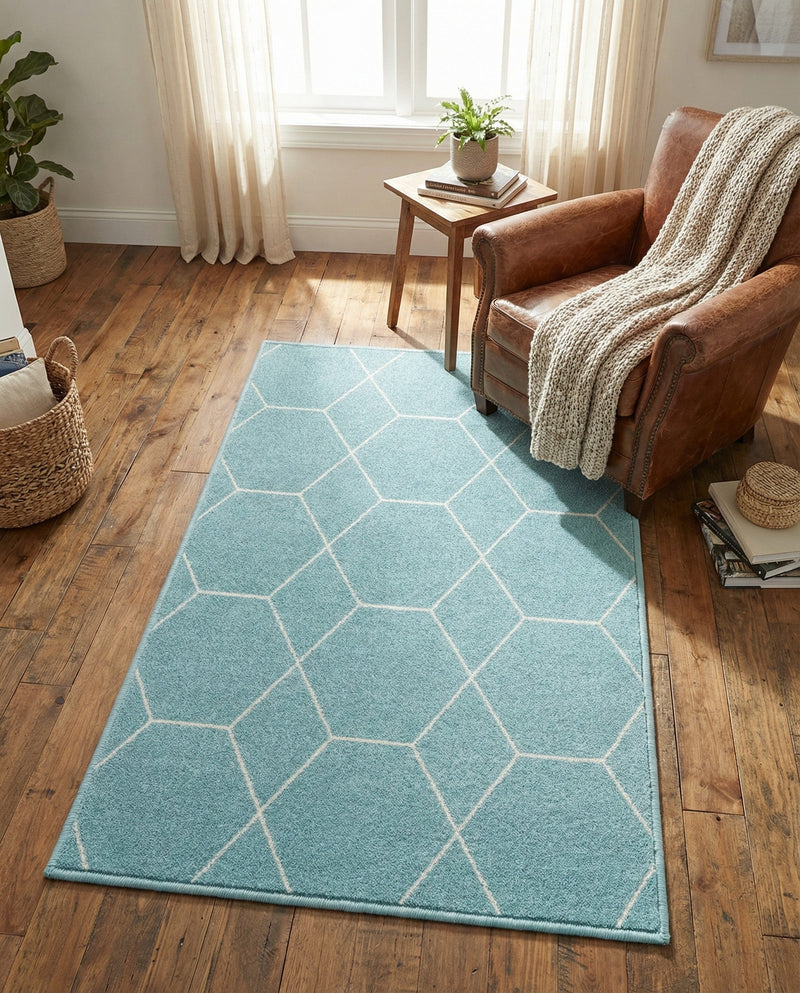 Trellis Mosaic Collection Area Rug - Arborville (Light Blue) Rectangle Light Blue  lifestyle 10
