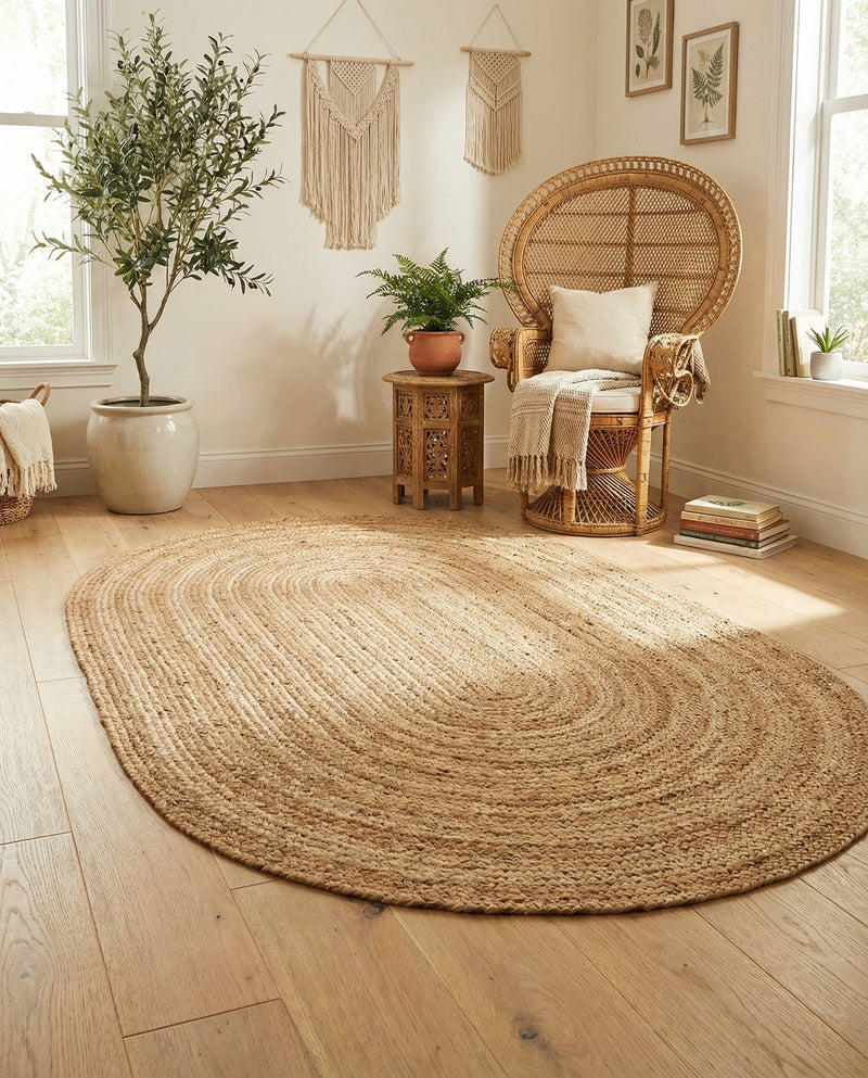 Woven Seaside Elegance Collection Area Rug - Coastline Oval Natural  lifestyle 74