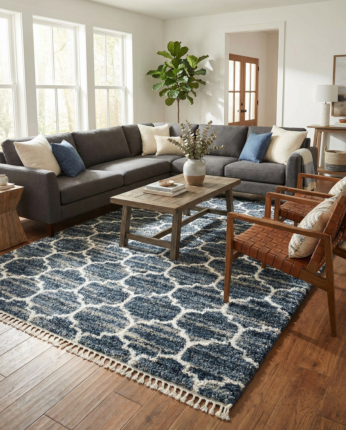Cozy Cove Shag Collection Area Rug - Marina Rectangle Blue  lifestyle 35