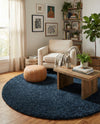 Eternal Plush Oasis Collection Area Rug -  Tranquility (Cobalt) Round Cobalt  lifestyle 62