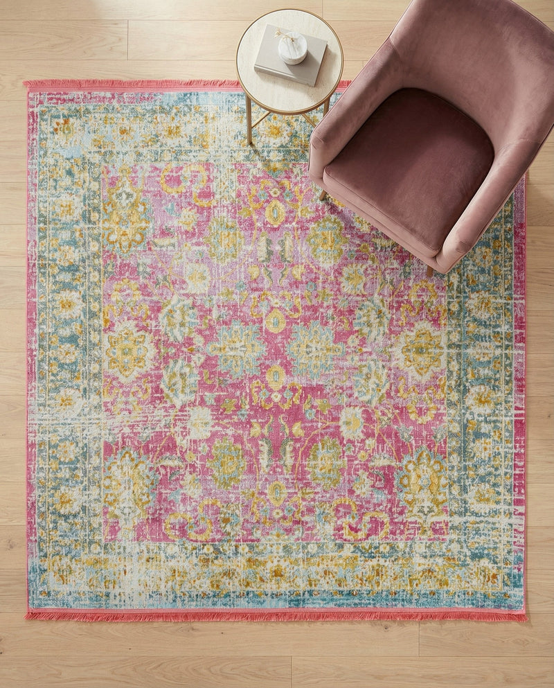 Arcadia Rugs Collection Area Rug -  Shangri-La Square Pink  lifestyle 72