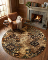 Bistro Lounge Collection Area Rug -  Piccolo Round Beige  lifestyle 44