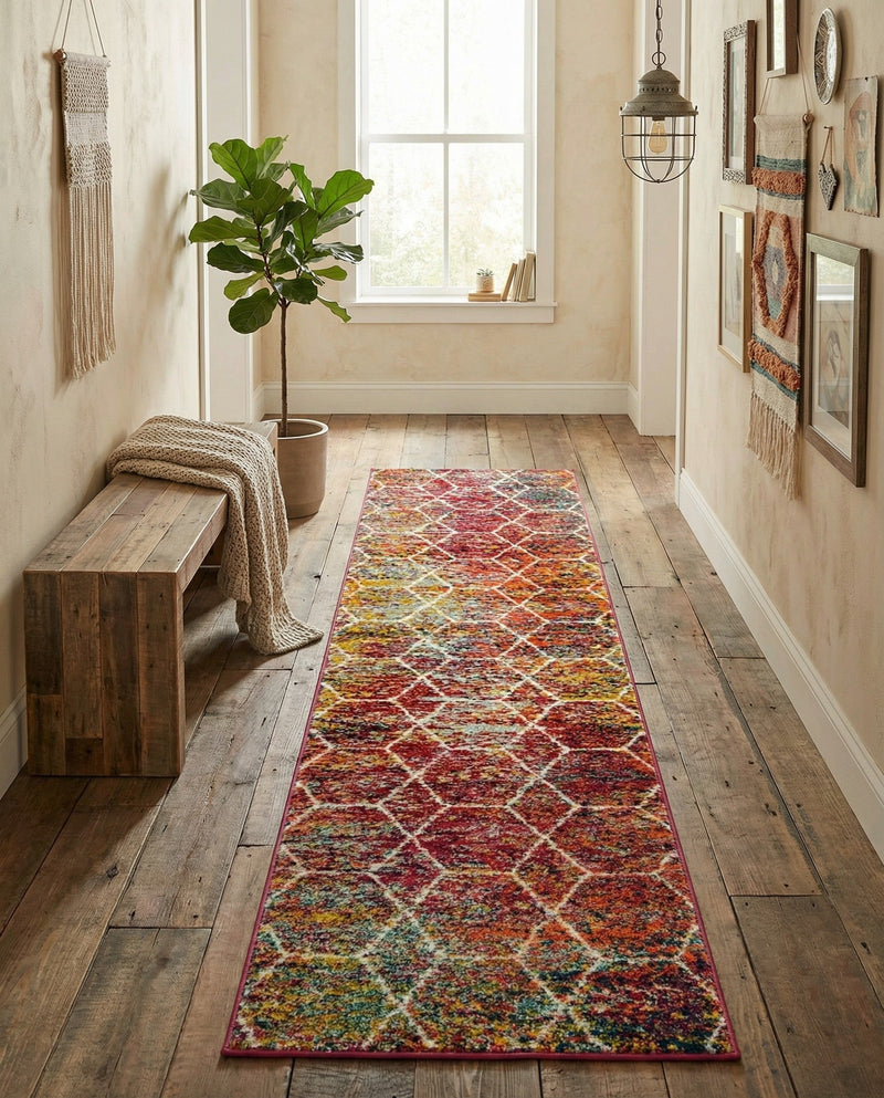 Trellis Mosaic Collection Area Rug - Arborville (Multi) Runner Multi  lifestyle 81