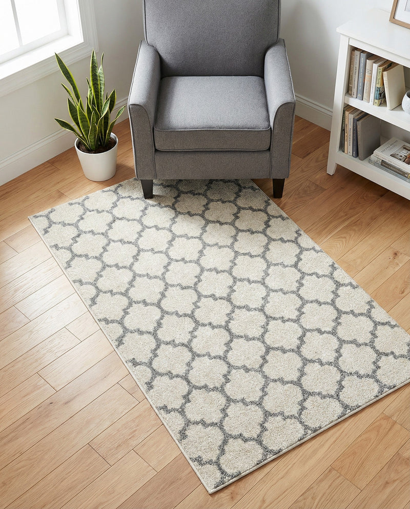 Lattice Gardens Collection Area Rug -  Bloomfield (Beige and Gray) Rectangle Beige and Gray  lifestyle 10