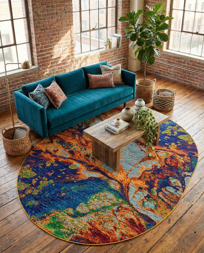 Caribbean Cove Collection Area Rug -  Bequia Oval Multi  lifestyle 52