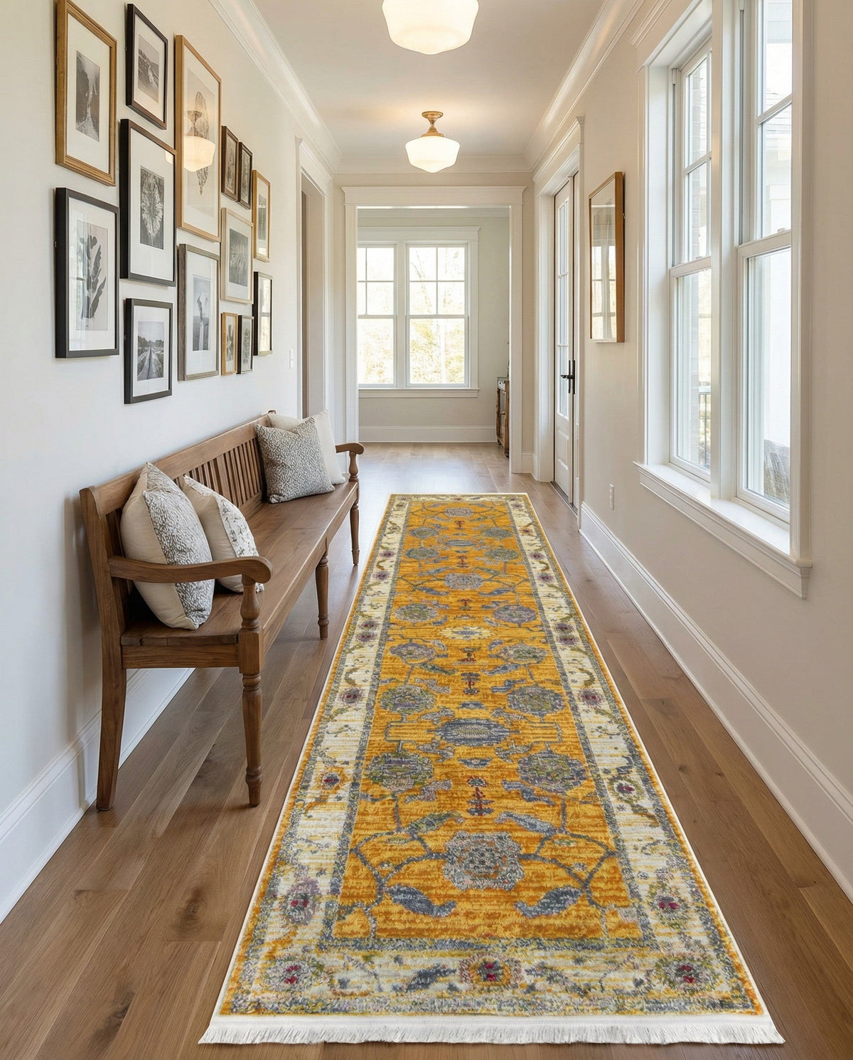 Arcadia Rugs Collection Area Rug - Eden (Yellow) Runner Yellow  lifestyle 74