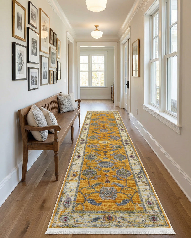 Arcadia Rugs Collection Area Rug - Eden (Yellow) Runner Yellow  lifestyle 74