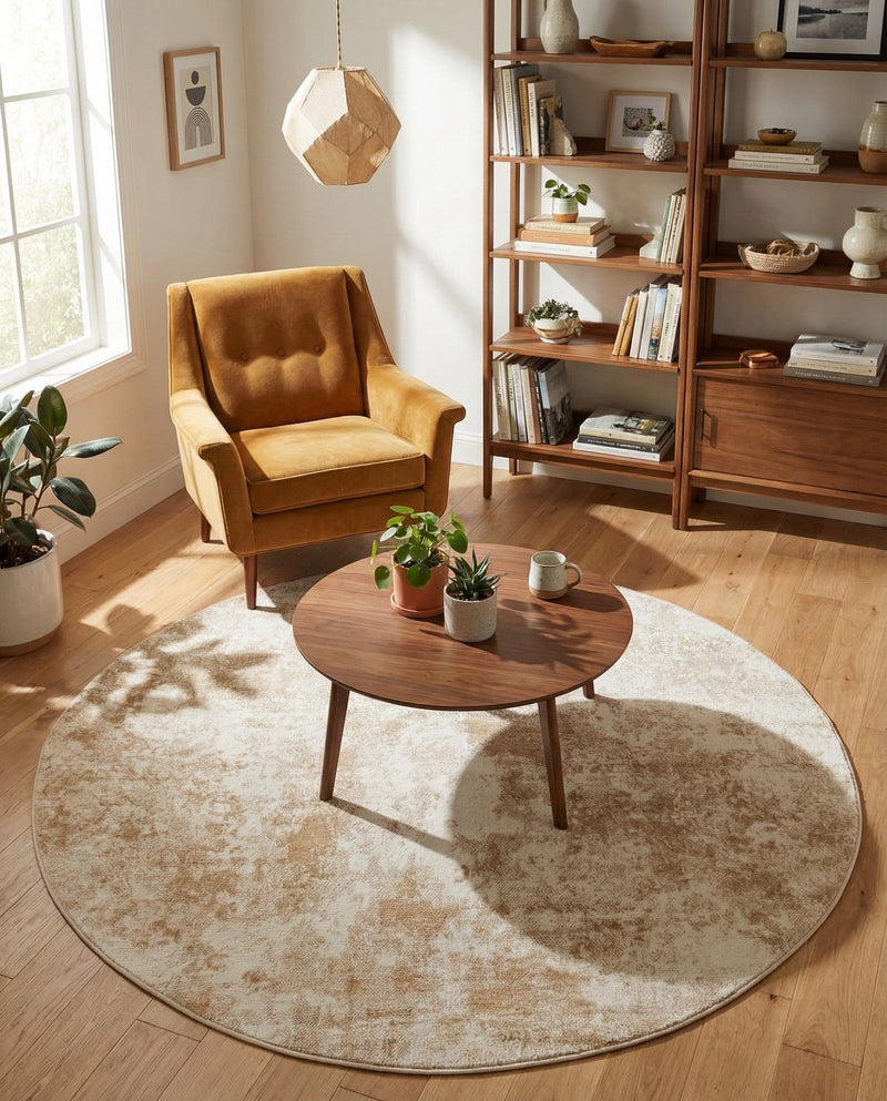 Luminara Sands Collection Area Rug - Elysium (Sand) Round Sand  lifestyle 28