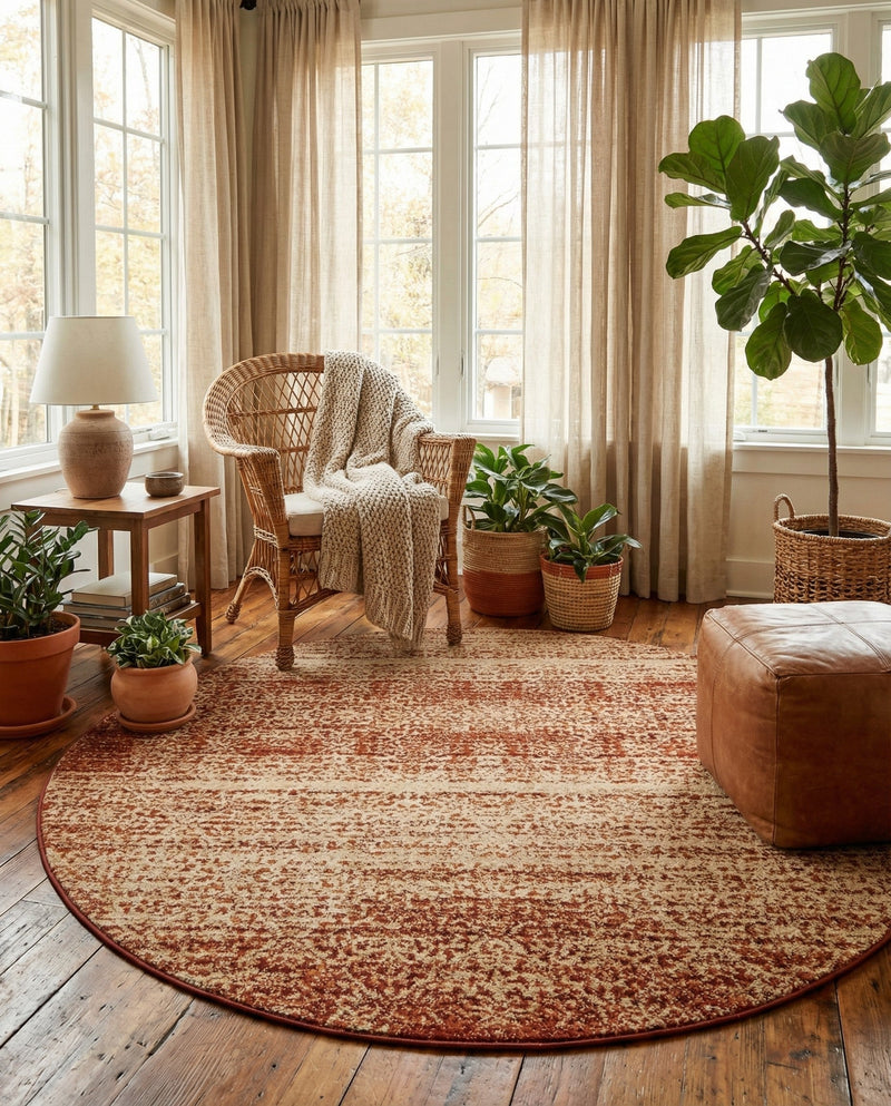 Autumn Meadow Collection Area Rug -  Ironbark Round Terracotta  lifestyle 55