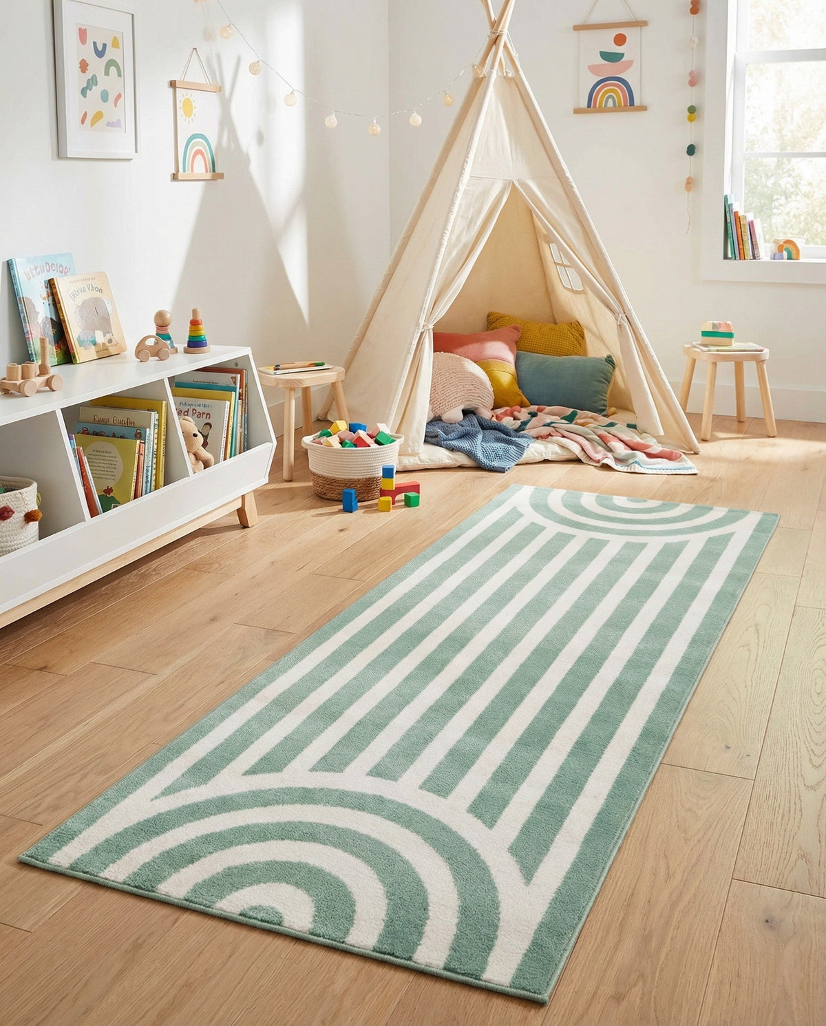 Wonder Tykes Collection Area Rug -  Joydale Runner Soft Green  lifestyle 196