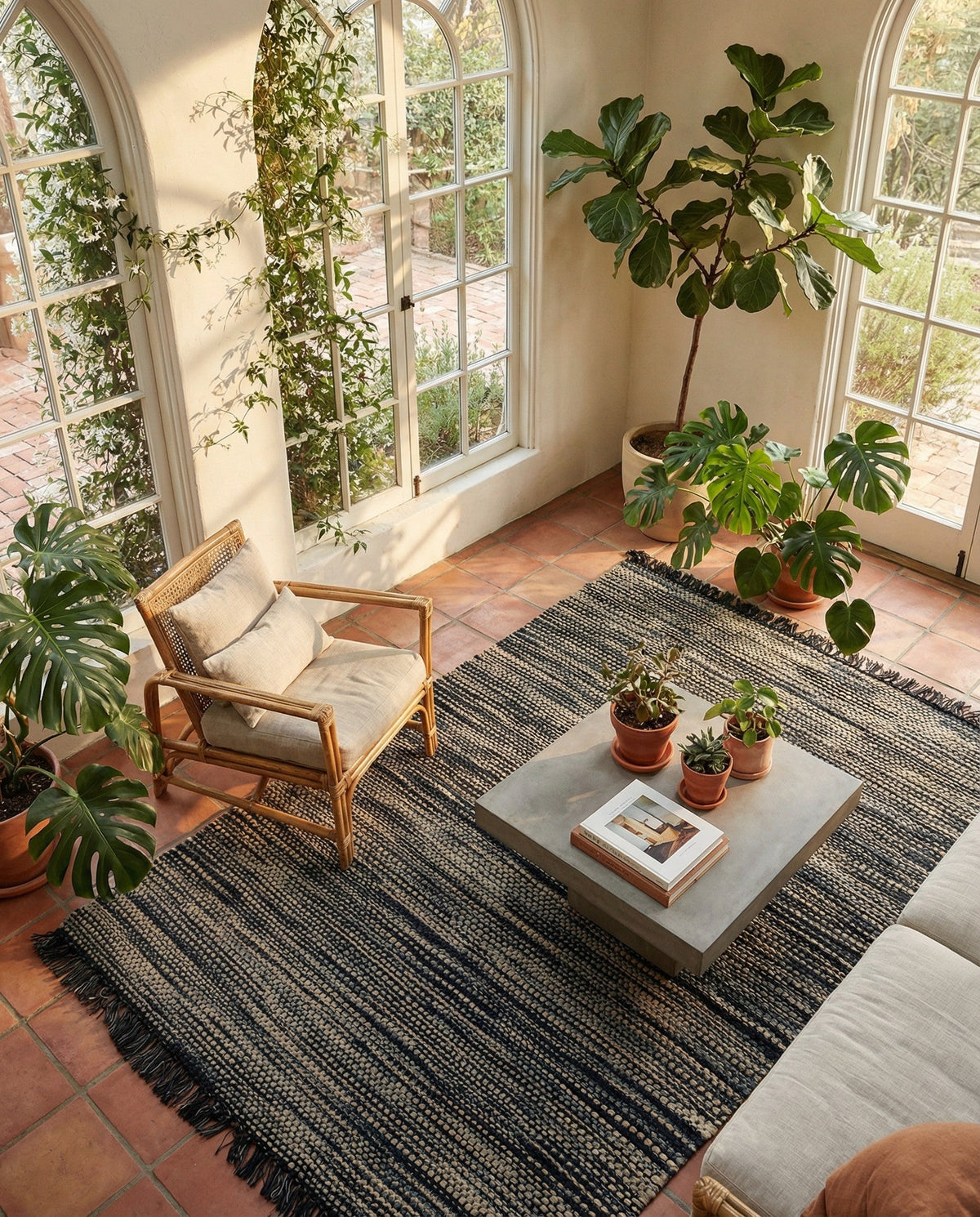 Savannah Jute Collection Area Rug - Nantucket Rectangle Navy Blue and Ivory  lifestyle 35