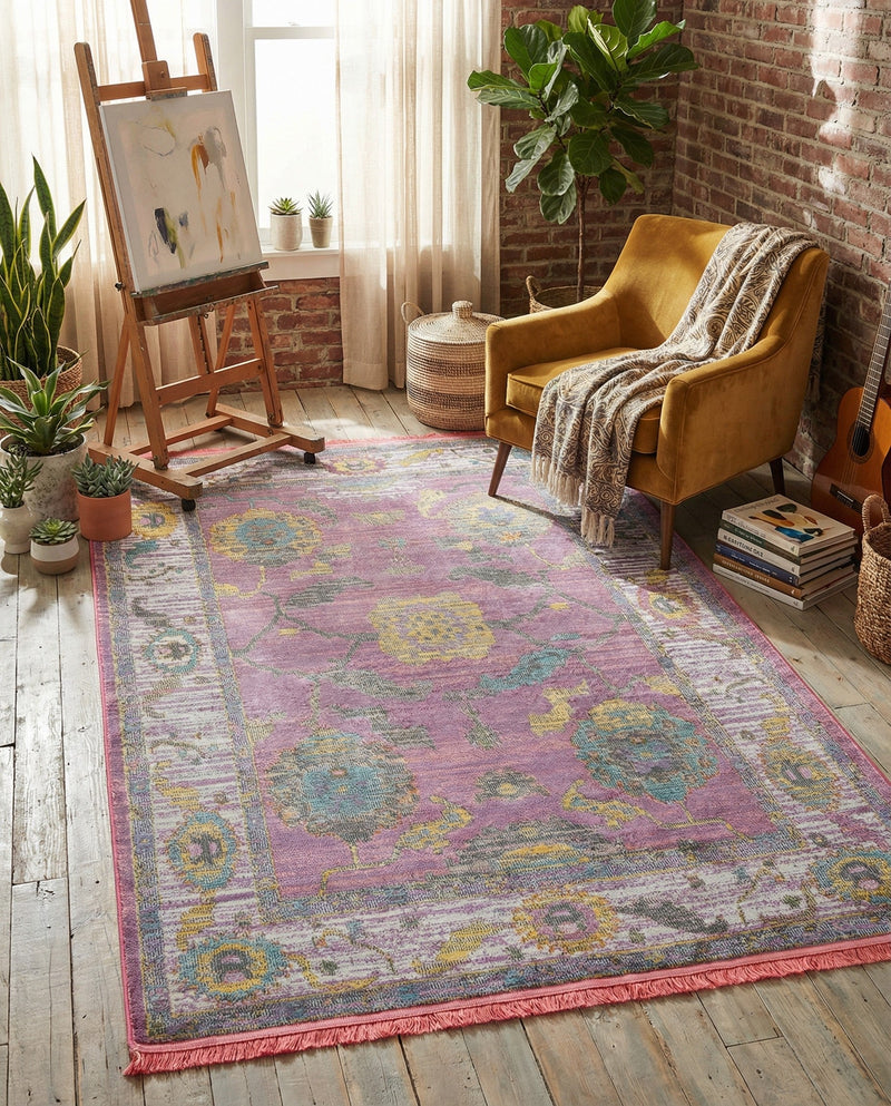 Arcadia Rugs Collection Area Rug - Eden (Pink) Rectangle Pink  lifestyle 22