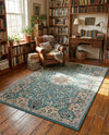 Persian Elegance Collection Area Rug -  Qom Rectangle Blue  lifestyle 17