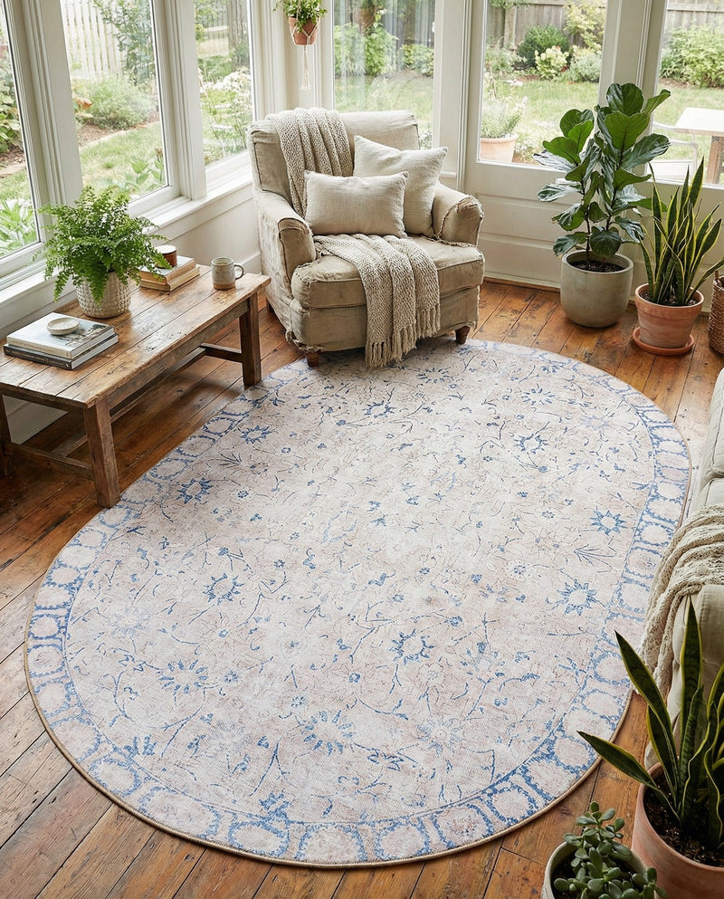 Heritage Elegance Collection Area Rug -  Nijo Oval Beige  lifestyle 43