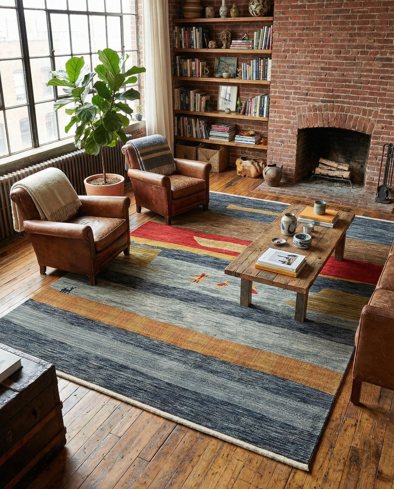 Zagros Oasis Collection Area Rug -  Lordegan Rectangle Blue  lifestyle 11