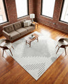 Seychelles Stripes Collection Area Rug - Mahe (Ivory and Gray) Square Ivory and Gray  lifestyle 24