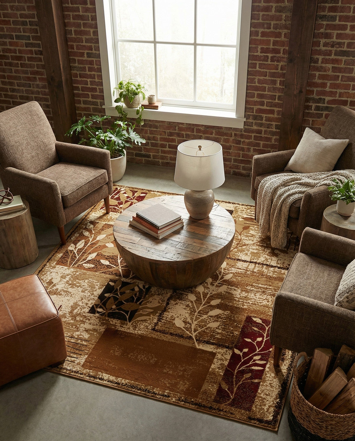 Bistro Lounge Collection Area Rug -  Affogato Square Beige  lifestyle 82