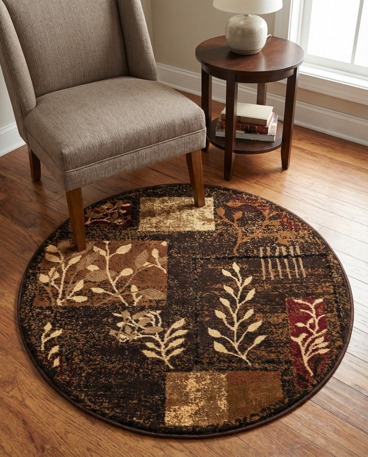Bistro Lounge Collection Area Rug -  Affogato Round Brown  lifestyle 173