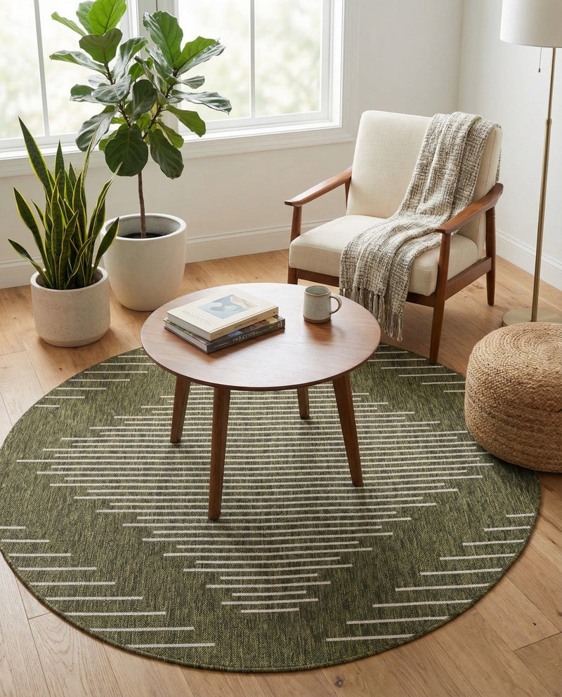Urban Terrace Collection Area Rug -  Chelsea (Green) Round Green  lifestyle 80