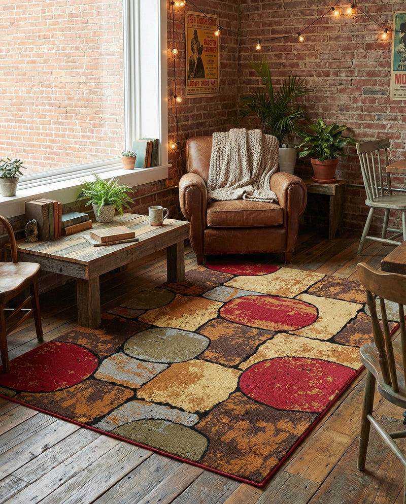 Bistro Lounge Collection Area Rug -  Cappuccino Rectangle Multi  lifestyle 8