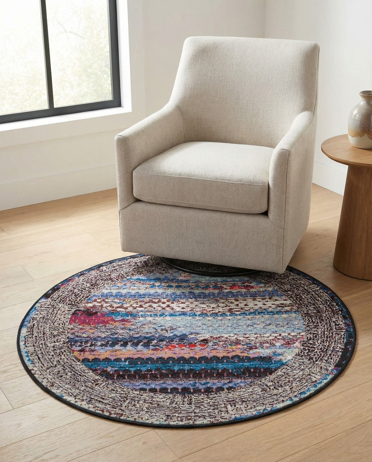 Urban Terrace Collection Area Rug -  Oasis Round Multi  lifestyle 92