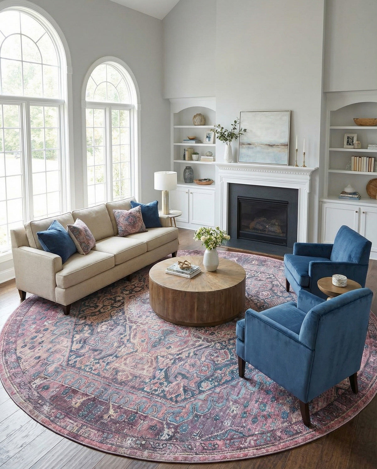 Zahara Oasis Collection Area Rug -  Agadir Round Antique Rust Red  lifestyle 81