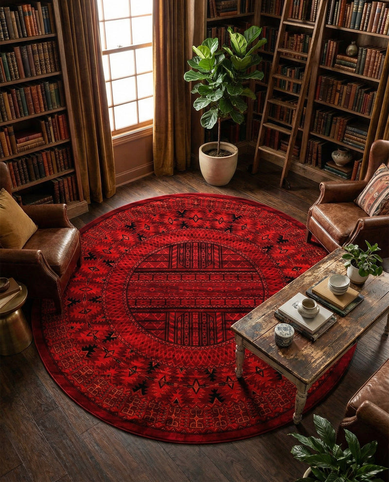 Samarkand Elegance Collection Area Rug -  Ark Round Red  lifestyle 72