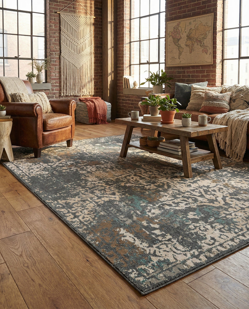 Gobi Sands Collection Area Rug - Dunhuang Rectangle Gray  lifestyle 25