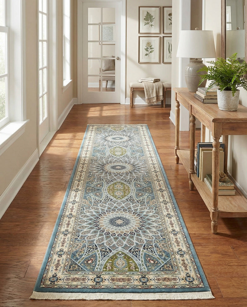 Persian Elegance Collection Area Rug -  Hamedan (Blue) Runner Blue  lifestyle 85