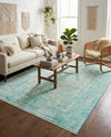 Bazaar Chic Collection Area Rug -  Taza Rectangle Turquoise  lifestyle 6