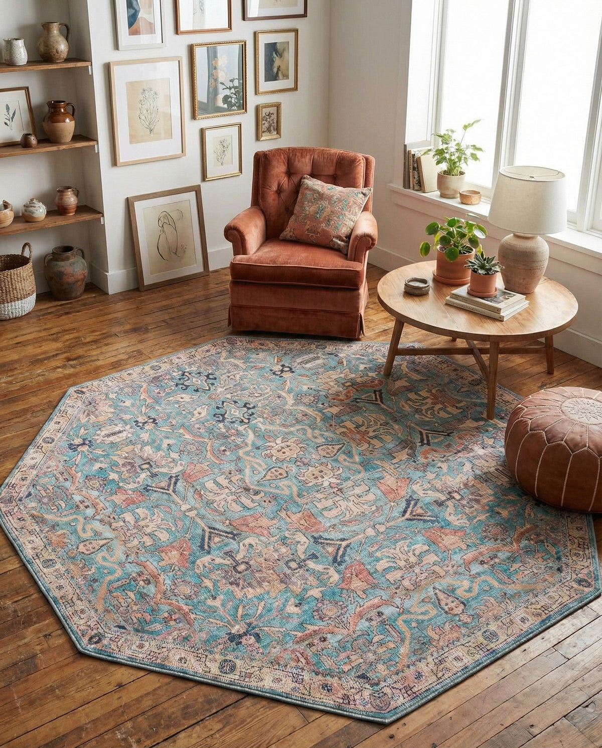 Vintage Memories Collection Area Rug -  Memories Octagon Blue  lifestyle 115