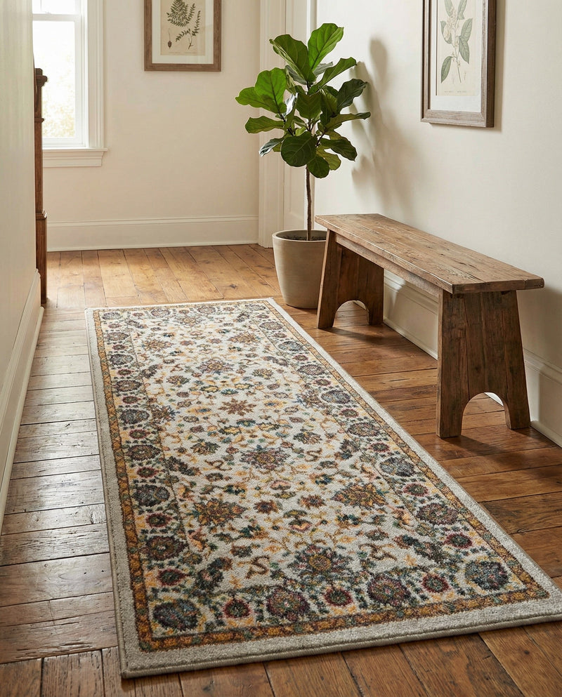 Casablanca Tapestry Collection Area Rug -  Marrakech (Cloud Gray) Runner Cloud Gray  lifestyle 53