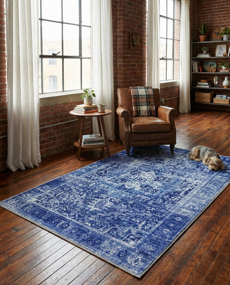 Heritage Elegance Collection Area Rug -  Windsor (Navy Blue) Rectangle Navy Blue  lifestyle 7
