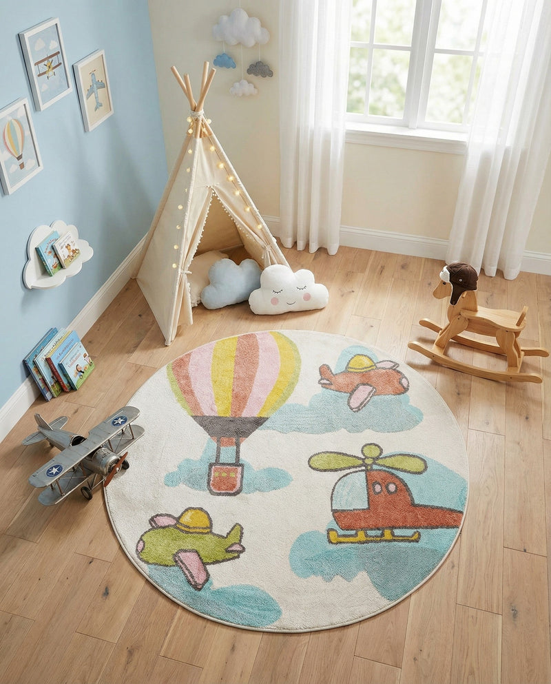 Wonder Tykes Collection Area Rug -  Splatter Round Multi  lifestyle 45