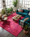 Chateau Elegance Collection Area Rug -  Louvre Rectangle Magenta  lifestyle 36