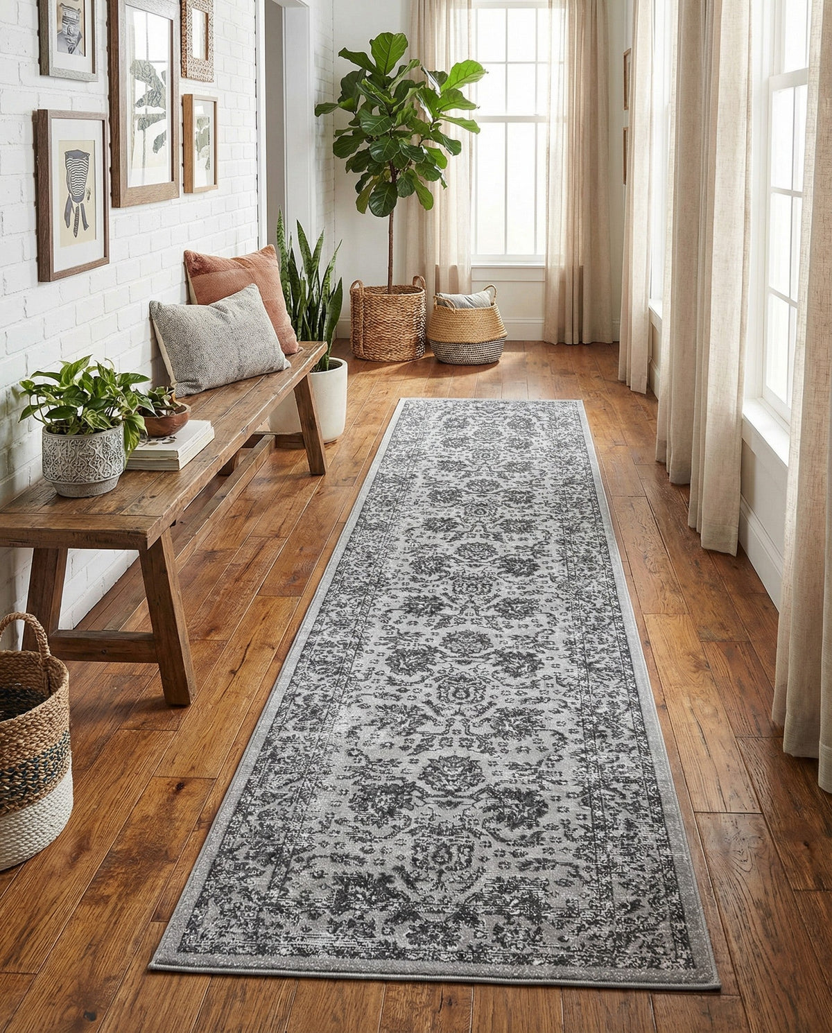 Geneva Terrace Collection Area Rug -  Lausanne Runner Light Gray  lifestyle 158