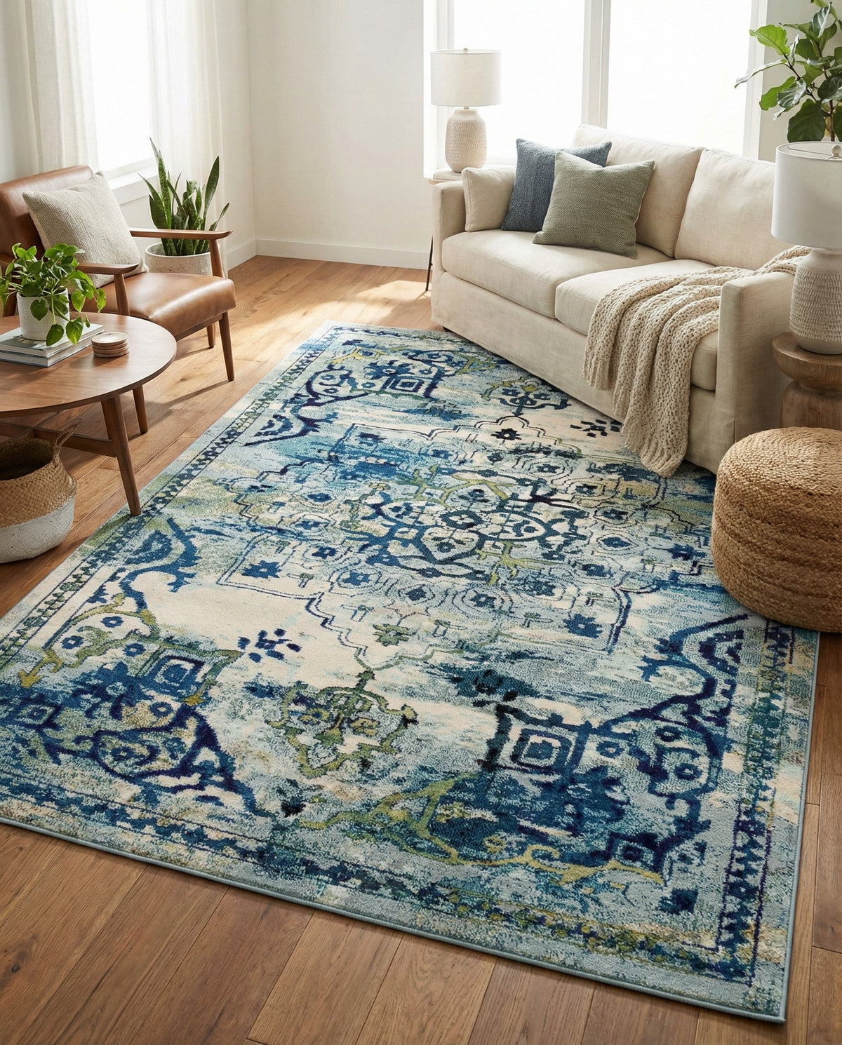 Chateau Elegance Collection Area Rug -  Riviera Rectangle Blue  lifestyle 30