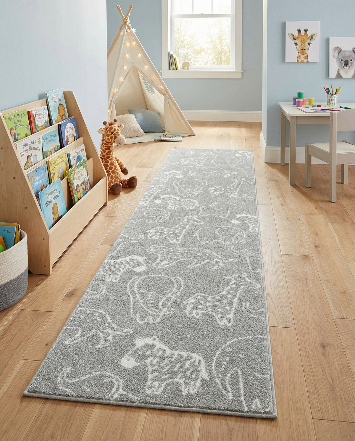 Wonder Tykes Collection Area Rug -  Spectrum Runner Gray  lifestyle 179