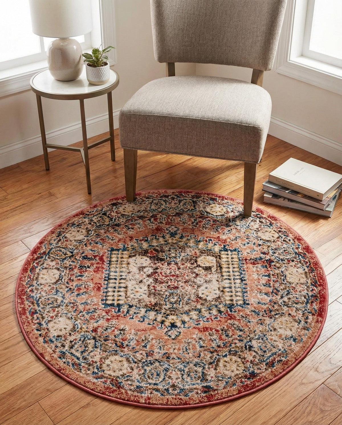 Eden Oasis Collection Area Rug -  Refuge (Terracotta) Round Terracotta  lifestyle 78