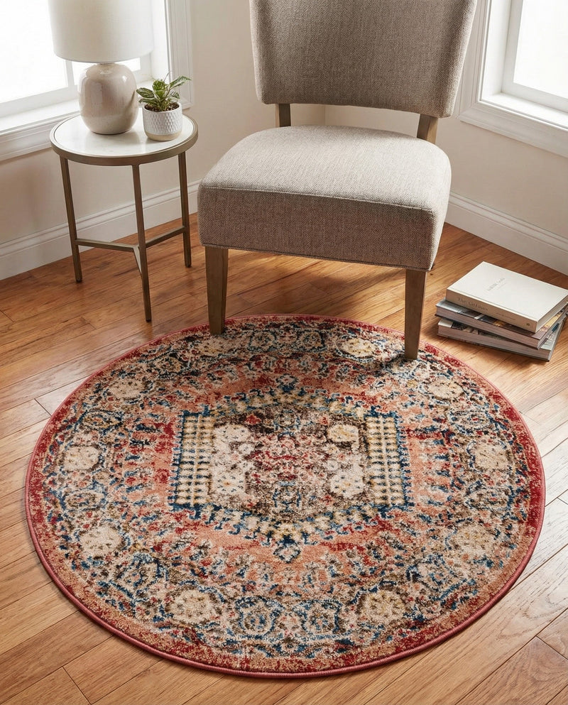 Eden Oasis Collection Area Rug -  Refuge (Terracotta) Round Terracotta  lifestyle 78