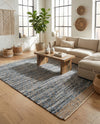 Tulum Trellis Collection Area Rug - Shoreline Rectangle Denim blue  lifestyle 16