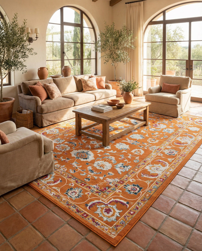 Adriana Terrace Collection Area Rug -  Positano (Orange) Rectangle Orange  lifestyle 5