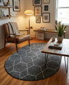 Trellis Mosaic Collection Area Rug - Arborville (Dark Gray) Oval Dark Gray  lifestyle 92