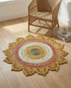 Woven Seaside Jute Collection Area Rug - Coastalhaven (Sunflower Yellow) Round Sunflower Yellow  lifestyle 11