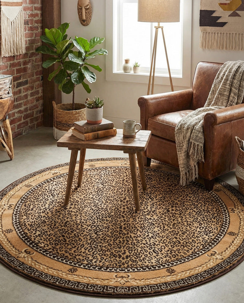 Savannah Sojourn Collection Area Rug -  Limpopo Round Brown  lifestyle 68